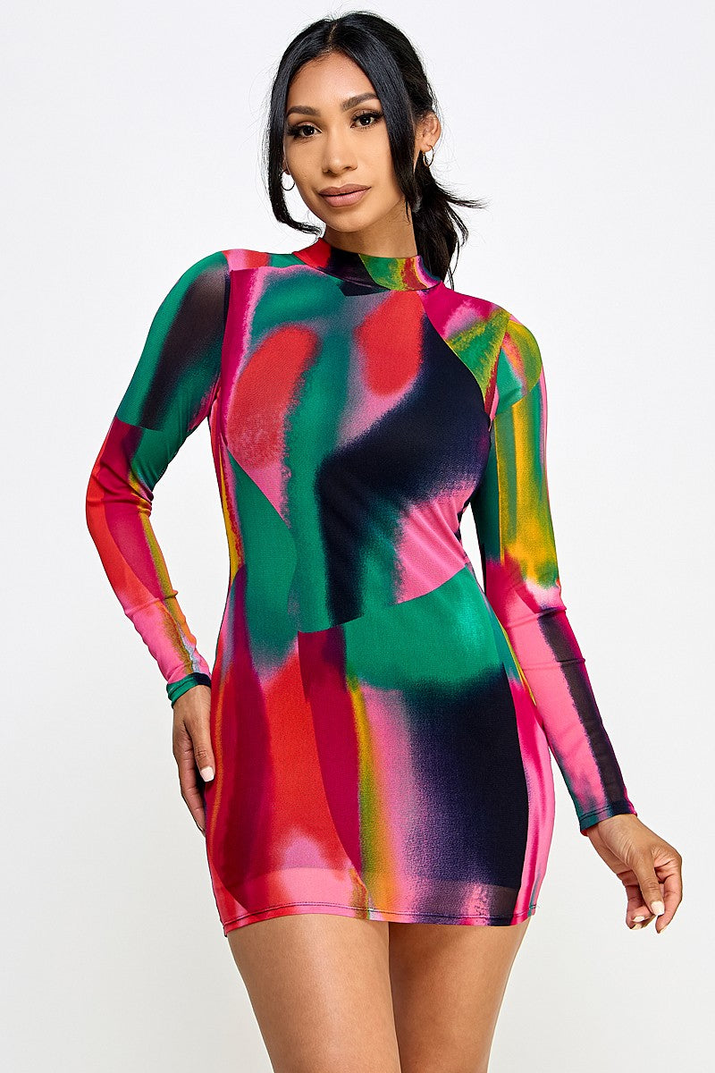 Multi-Color Mini Dress –